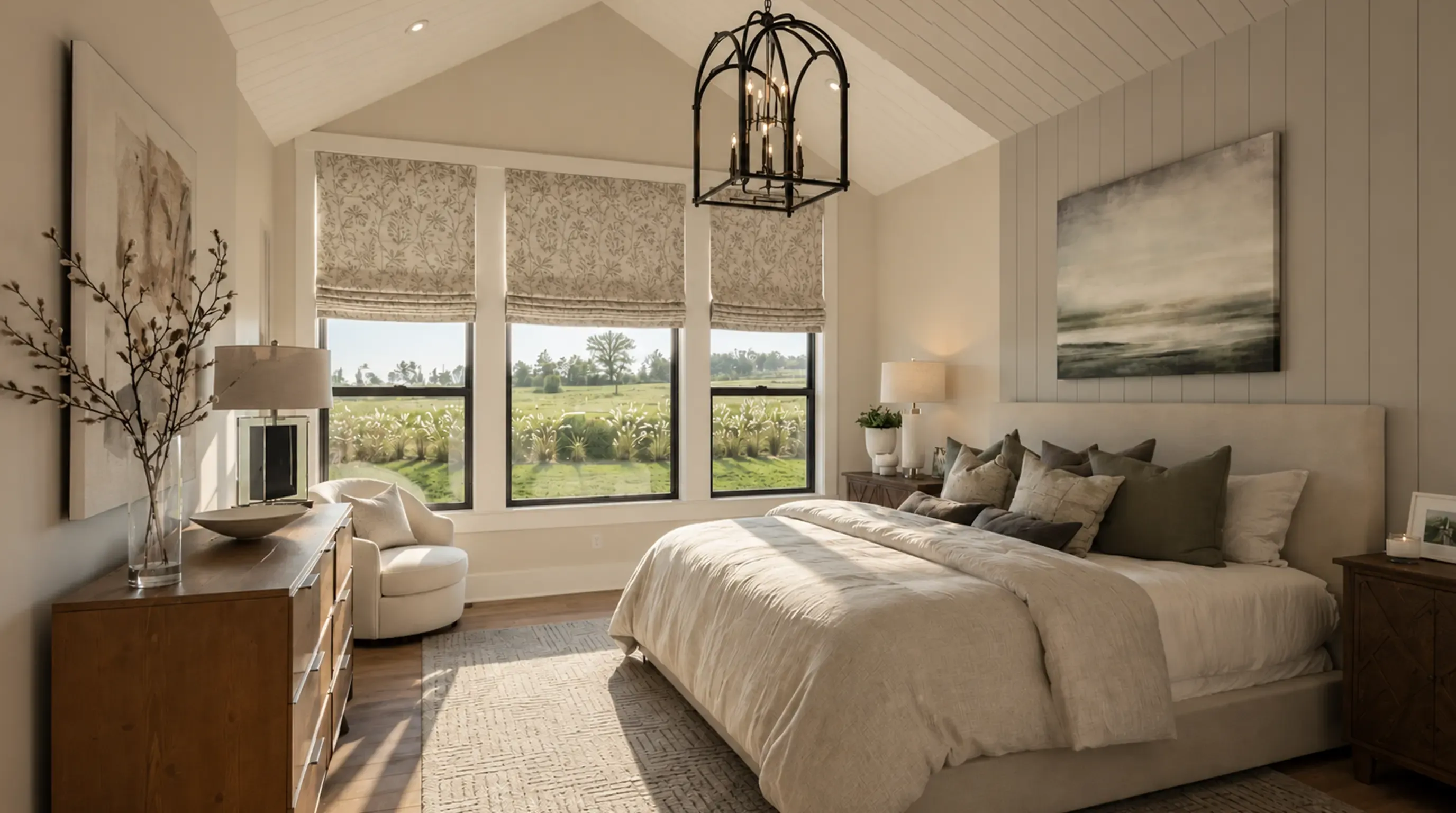 Bedroom window treatment installation