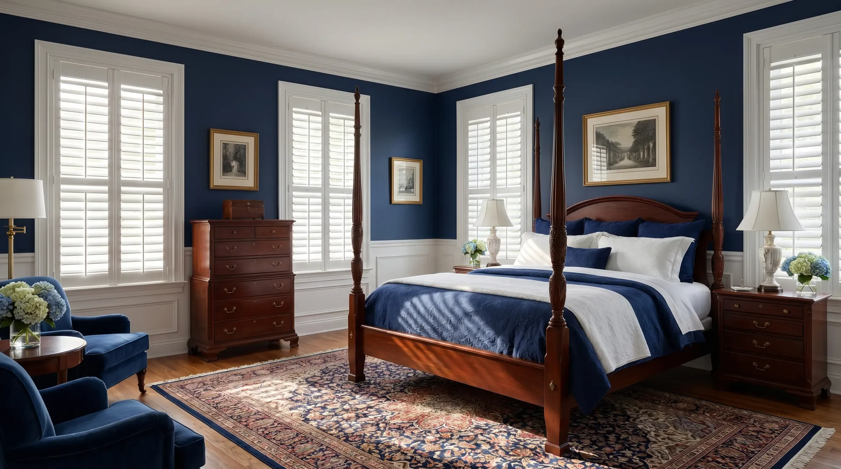 Bedroom window treatment installation