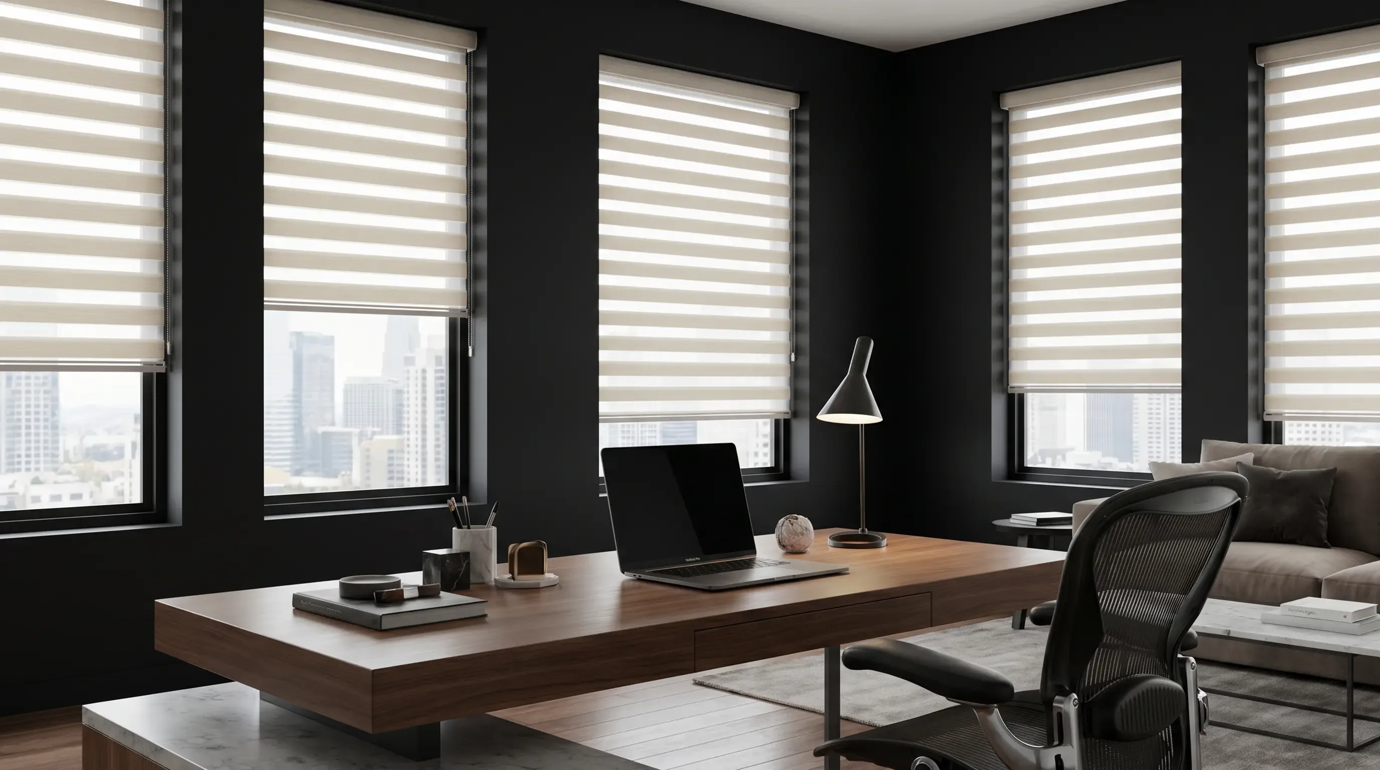 Custom window treatment in a living room