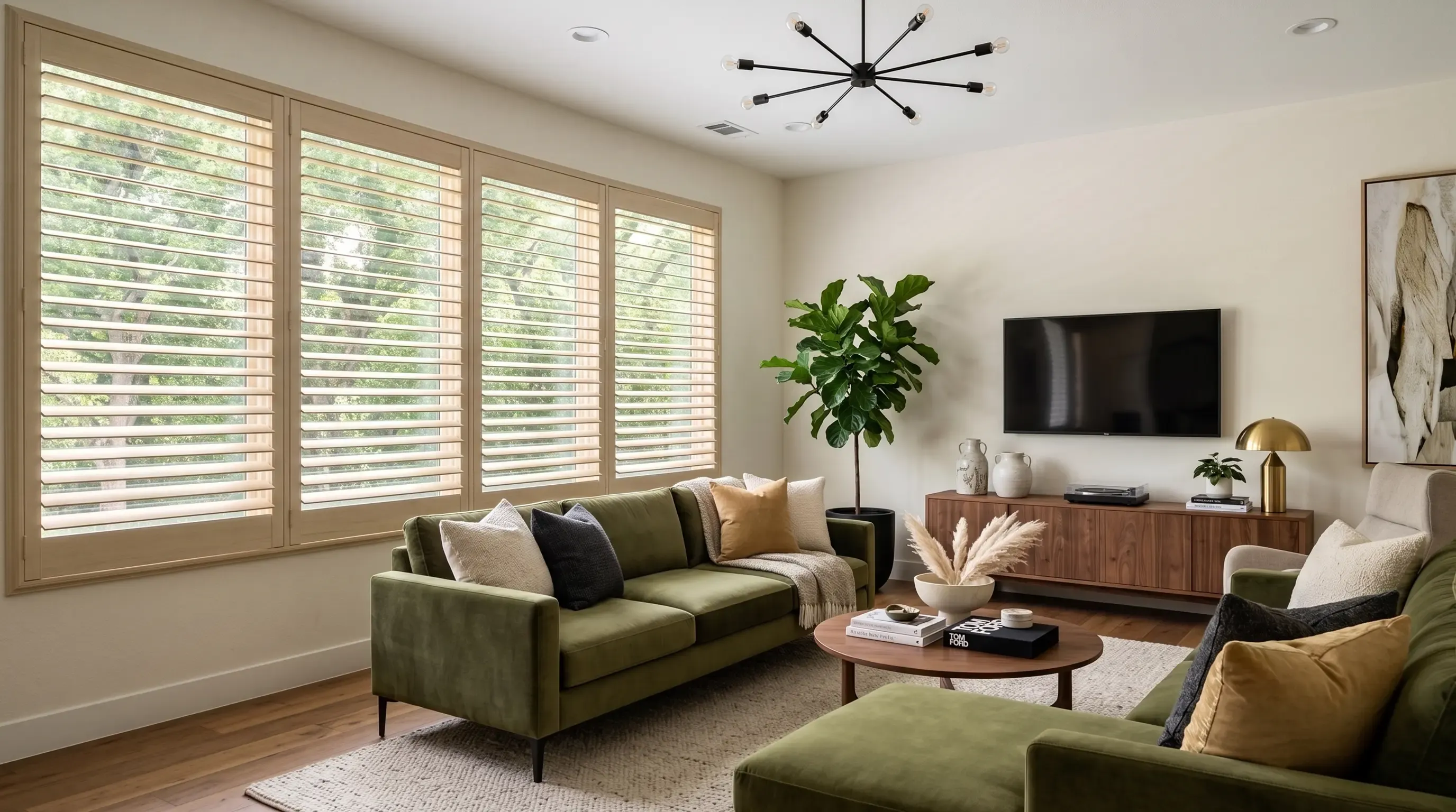 Living Room window treatment installation